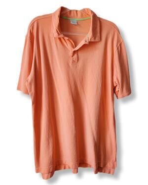 Women Collared Greens Organic Cotton Orange Polo Shirt Top XL Preppy Classic USA